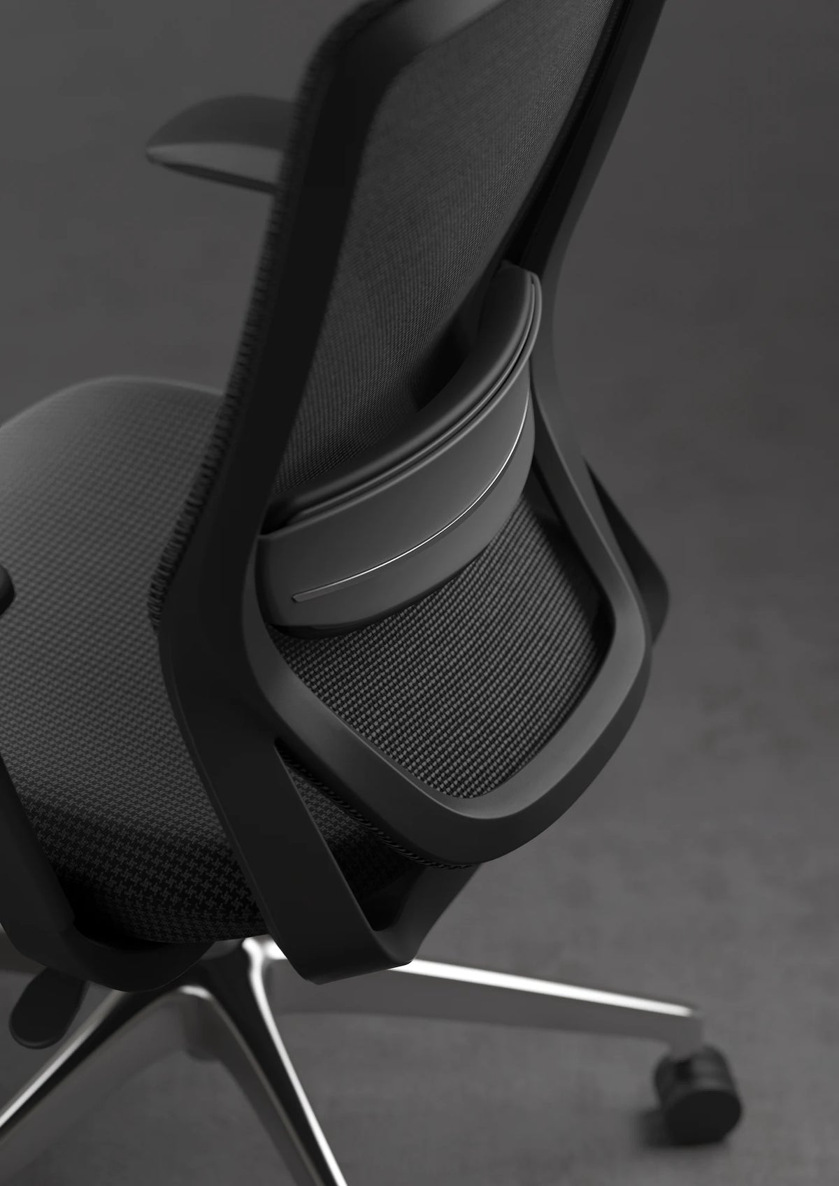 Close-up of the Core Chair adjustable lumbar support