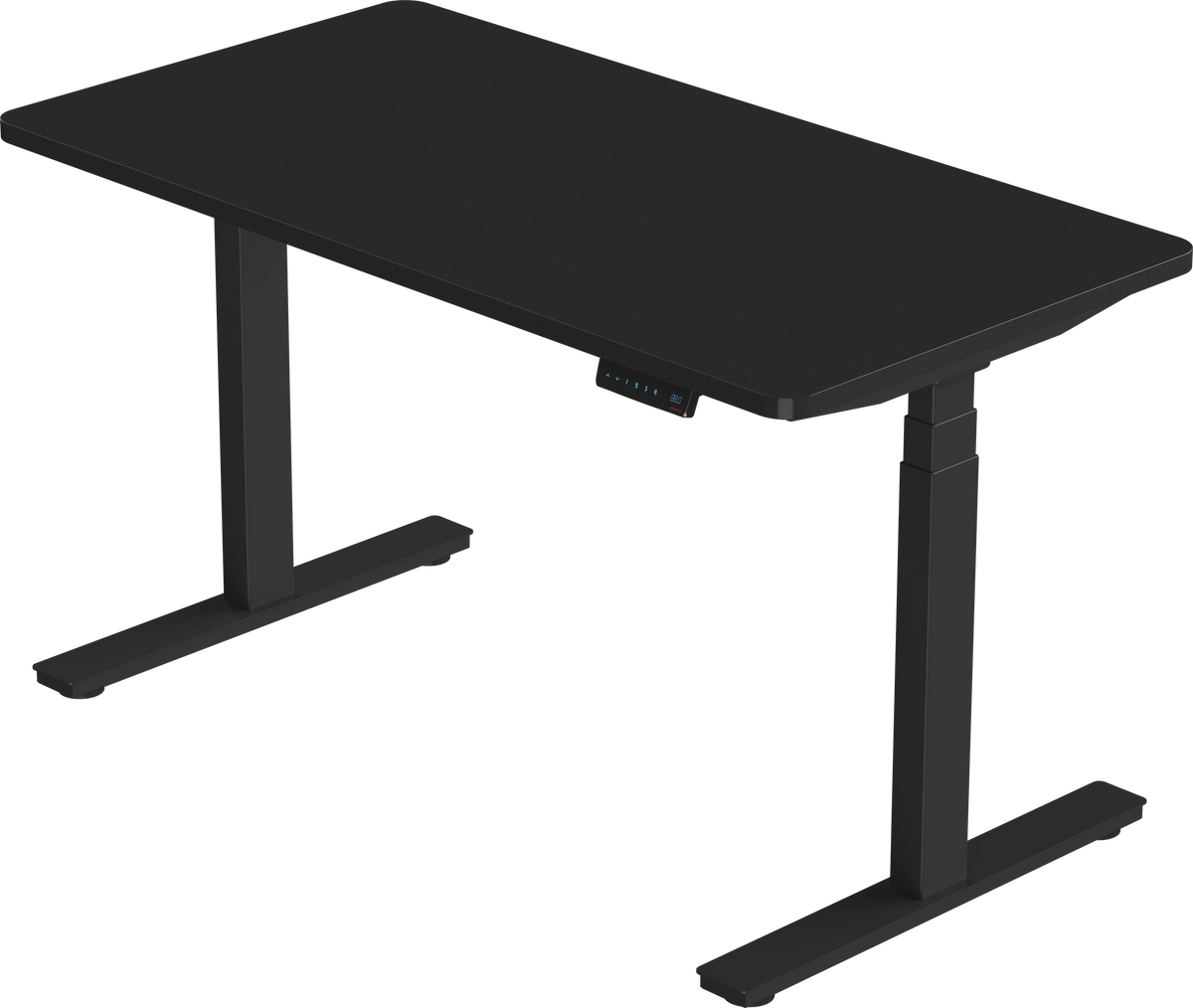 Ergolyx Desk with a black tabletop, complete haptic height controller and black lifting frame